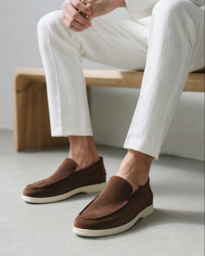 Herre loafers slip-on med lys sål