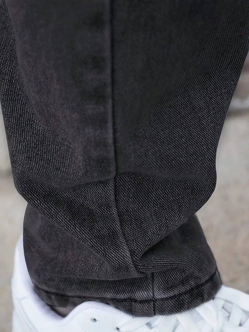 Herre straight leg jeans lysvaskede denim bukser
