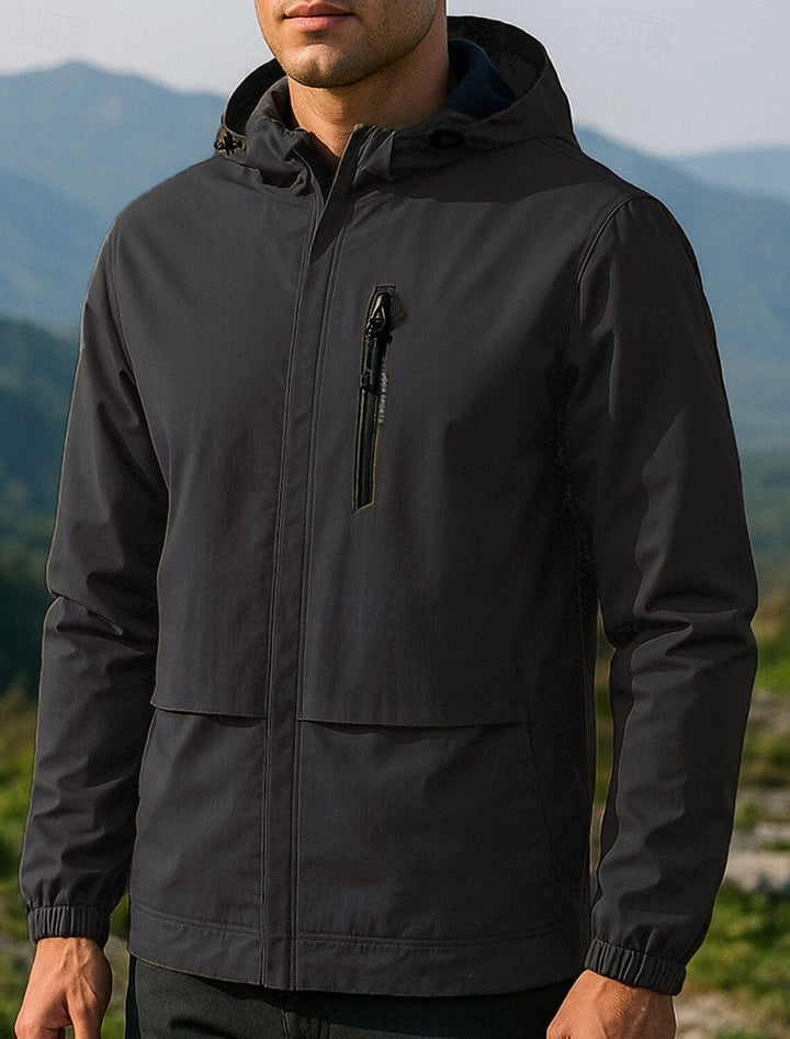 Herre outdoor jakke med hætte – vandafvisende og let