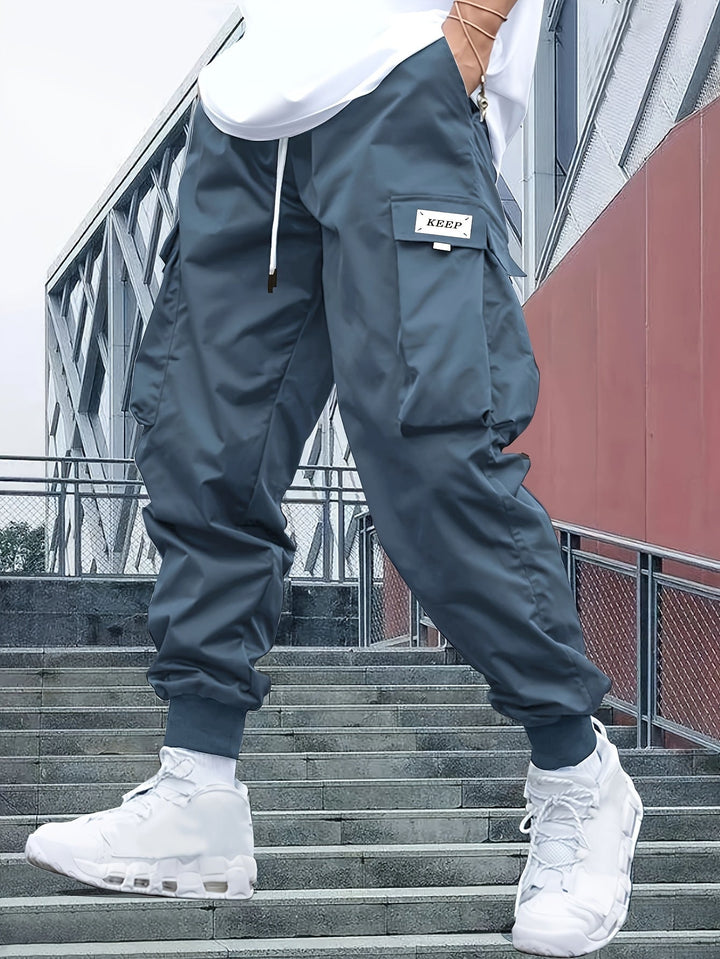 Herre cargo joggebukser med sidelommer og elastisk kant
