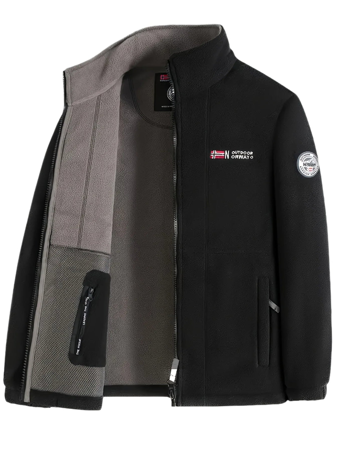 Herre fleecejakke med krave – varm og blød outdoor jakke