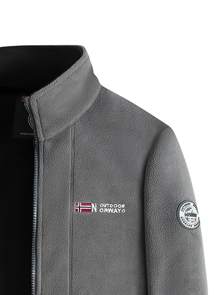 Herre fleecejakke med krave – varm og blød outdoor jakke