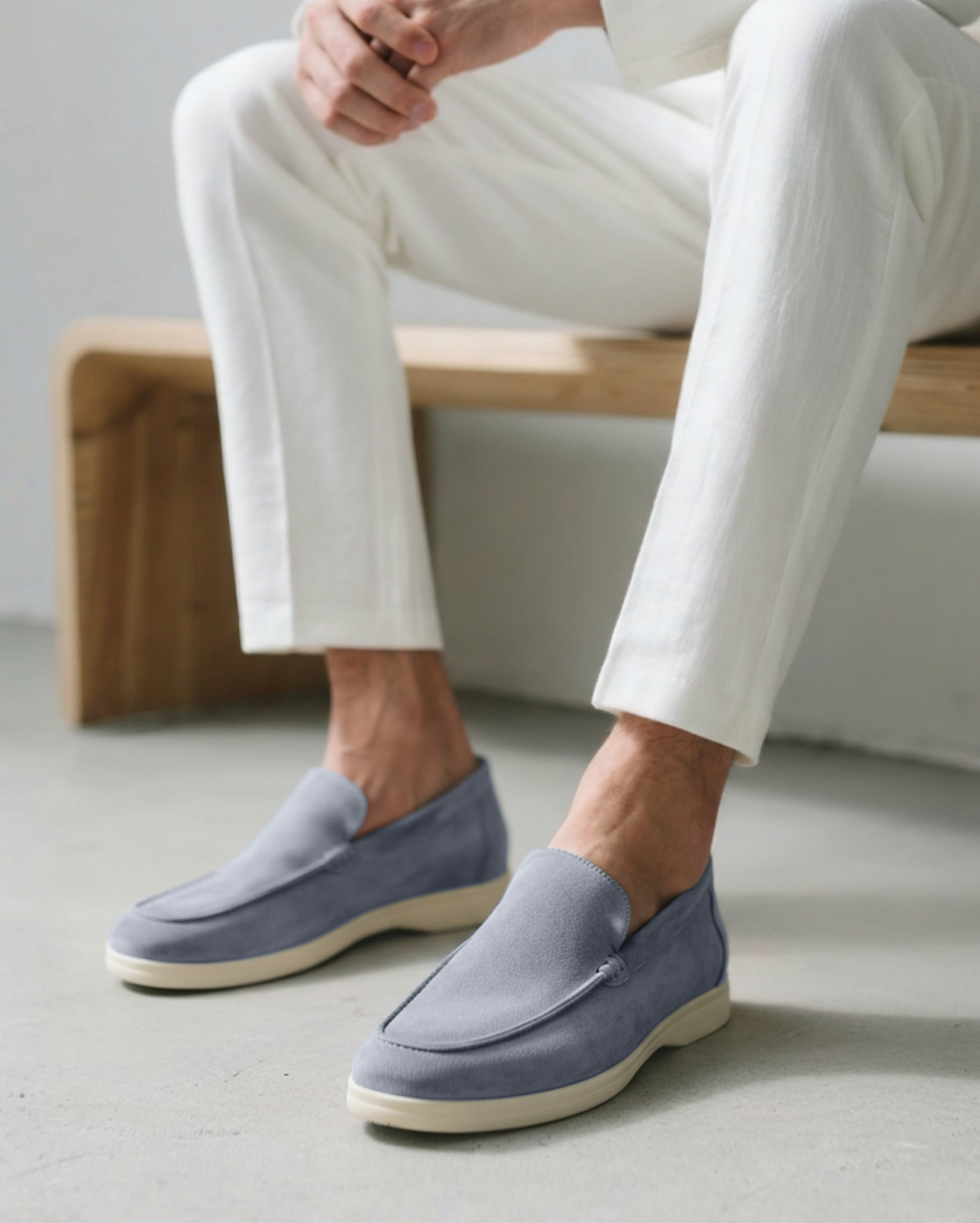 Herre loafers slip-on med lys sål