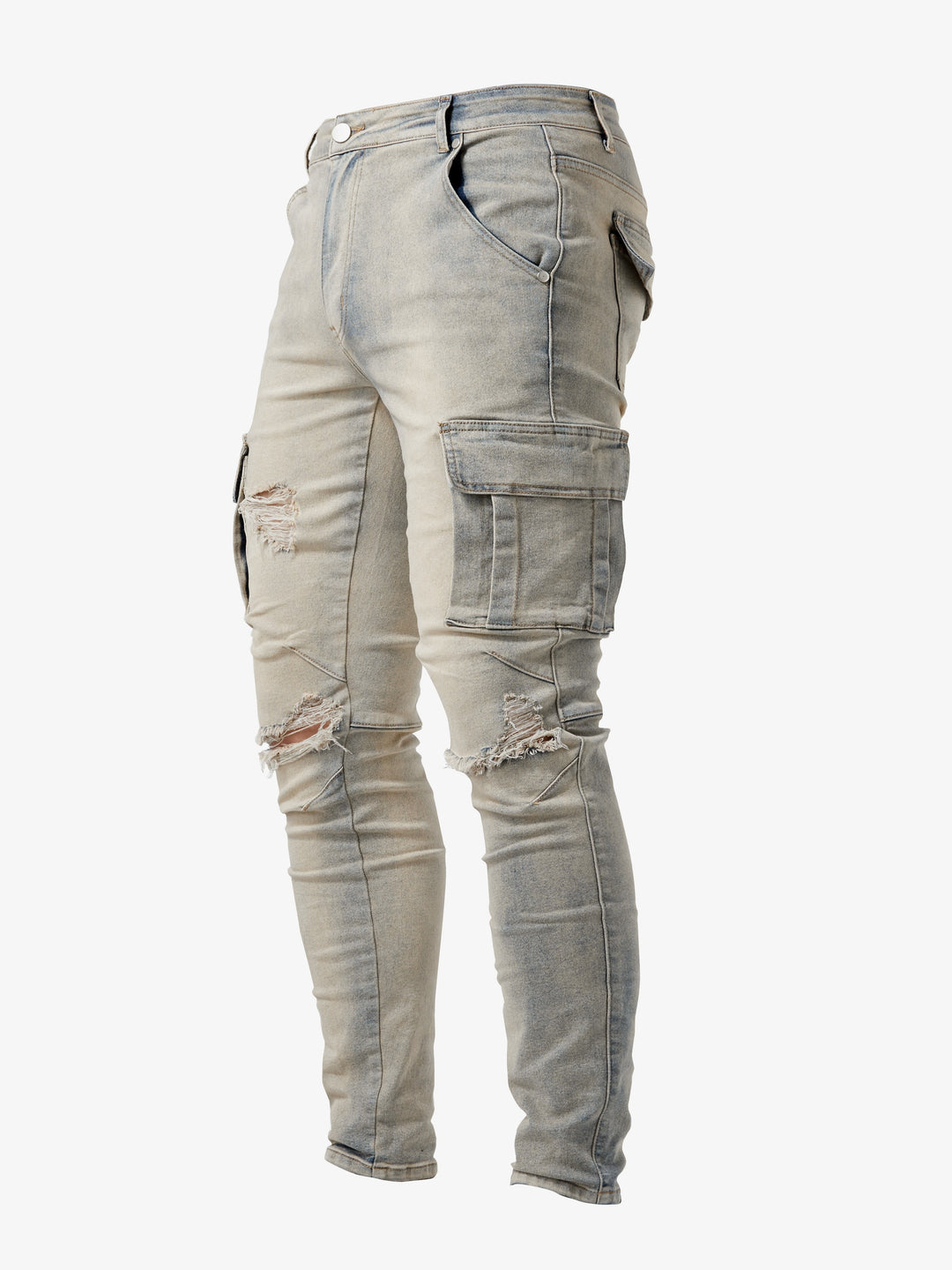 Herre cargo bukser – slim fit stretch bukser med lommer