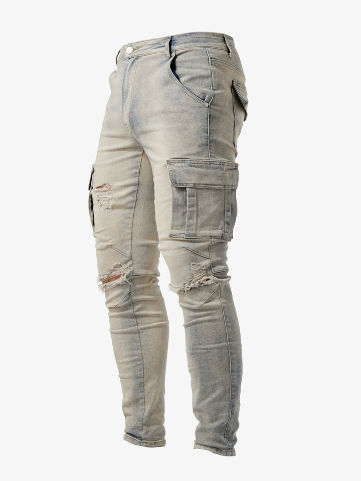 Herre cargo bukser – slim fit stretch bukser med lommer