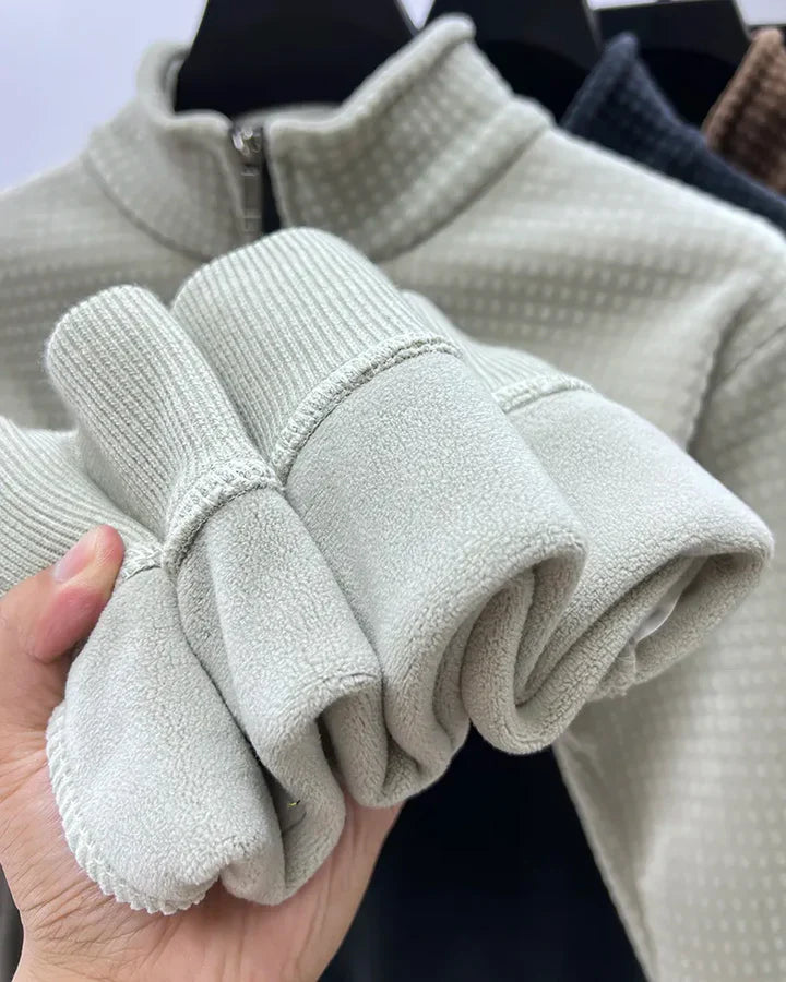 Herre-sweater med halv lynlås