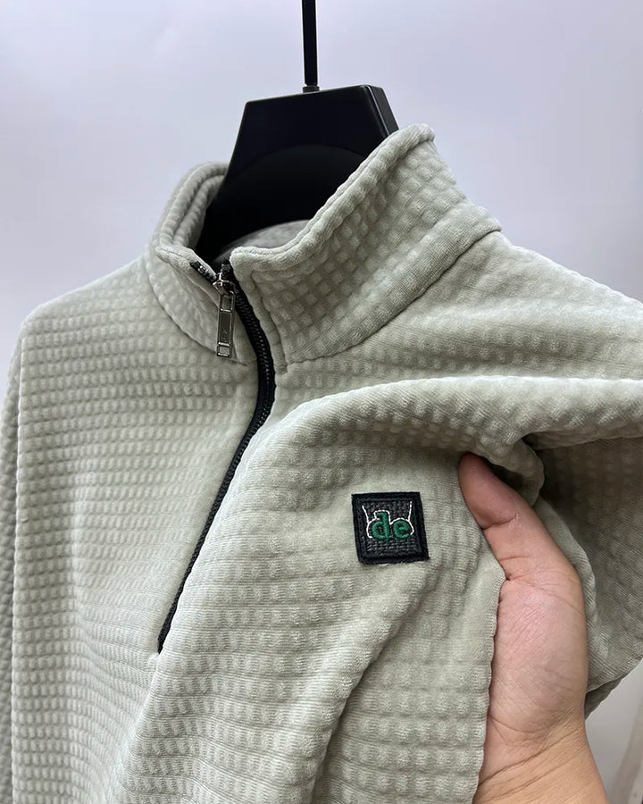 Herre-sweater med halv lynlås