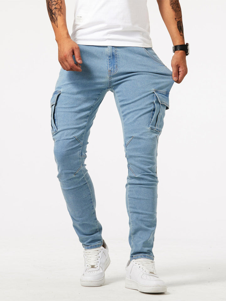 Herre cargo bukser – slim fit stretch bukser med lommer