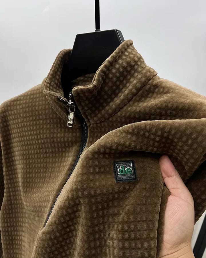 Herre-sweater med halv lynlås