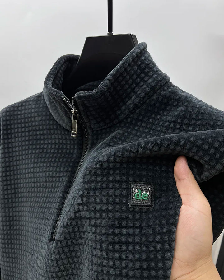 Herre-sweater med halv lynlås