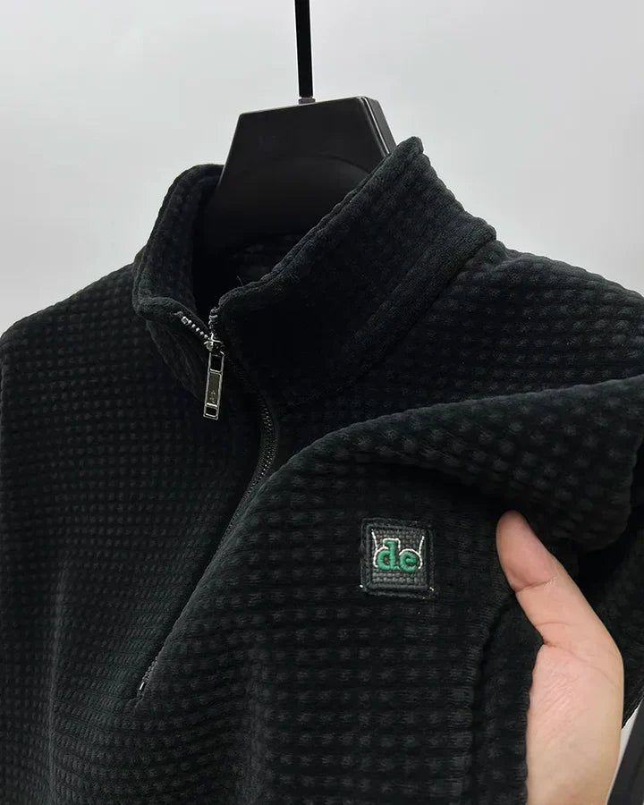 Herre-sweater med halv lynlås