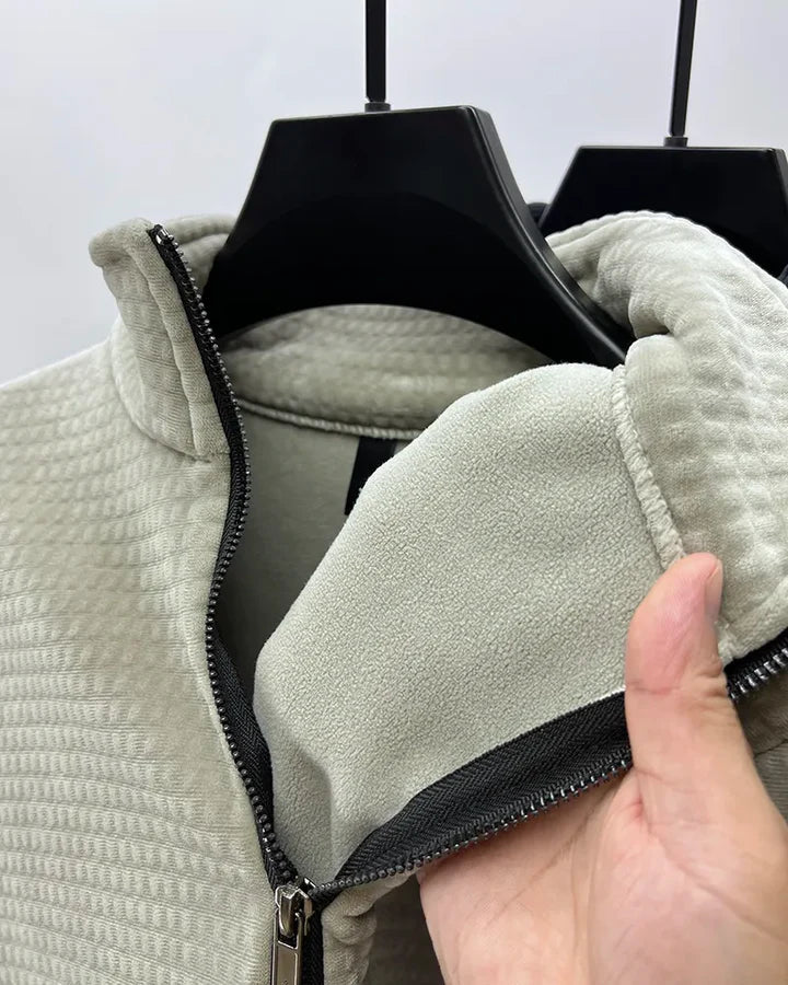 Herre-sweater med halv lynlås