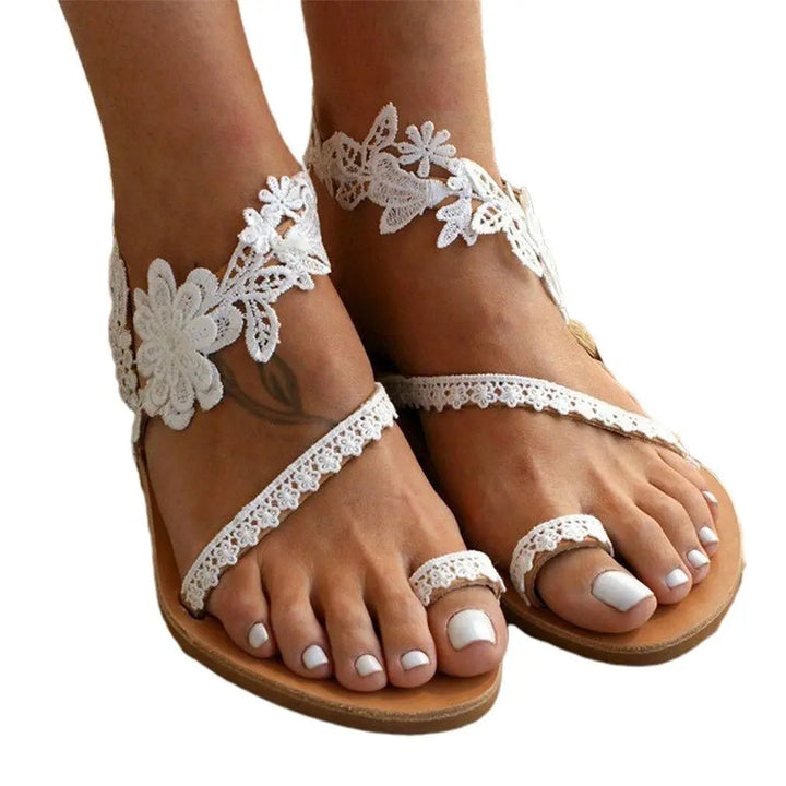 Kvinders Elegante Flade Sandaler med Blonder | Sommer Must-Have