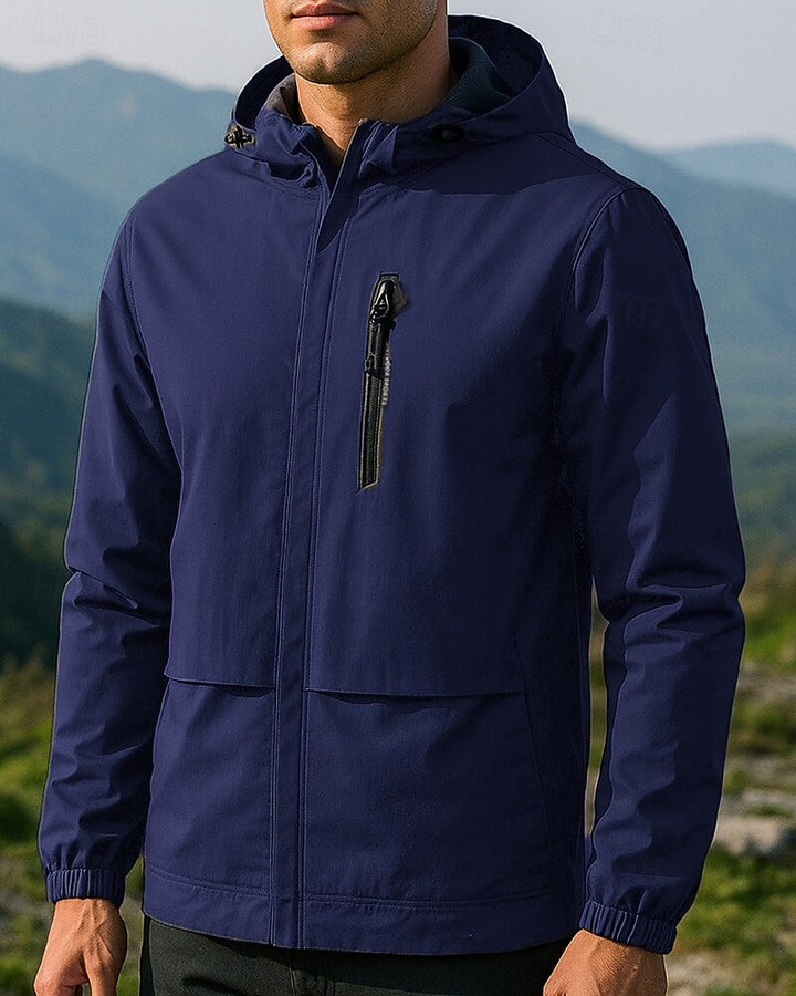 Herre outdoor jakke med hætte – vandafvisende og let