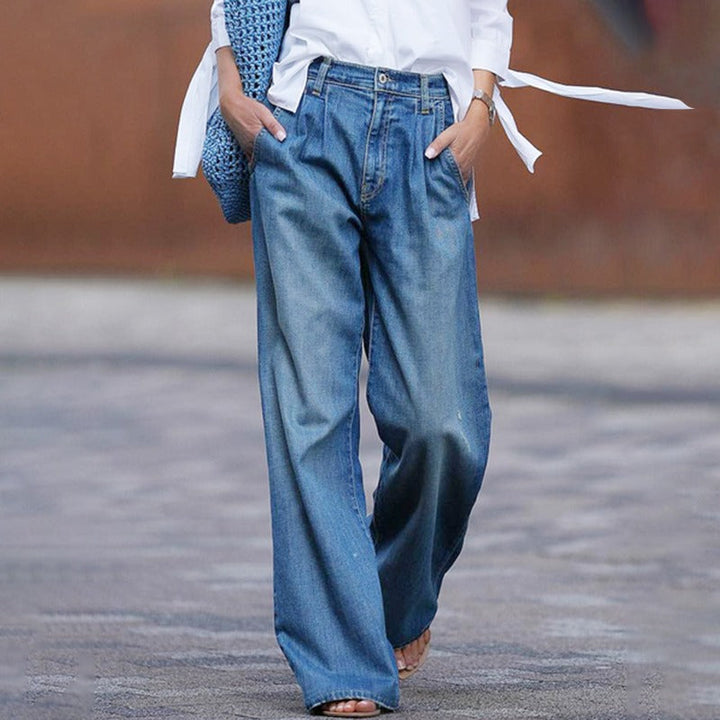 Wide leg jeans til kvinder med høj talje