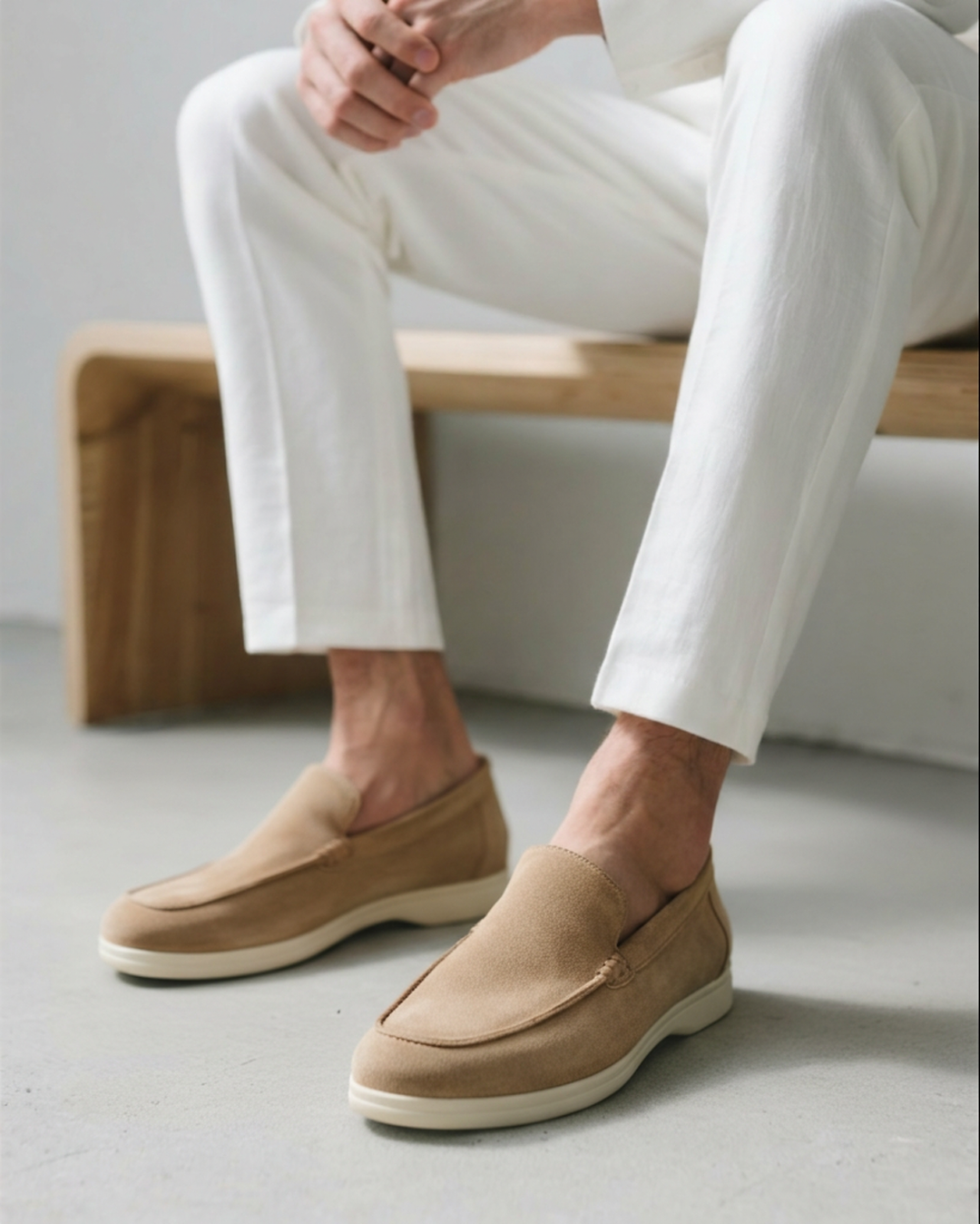 Herre loafers slip-on med lys sål