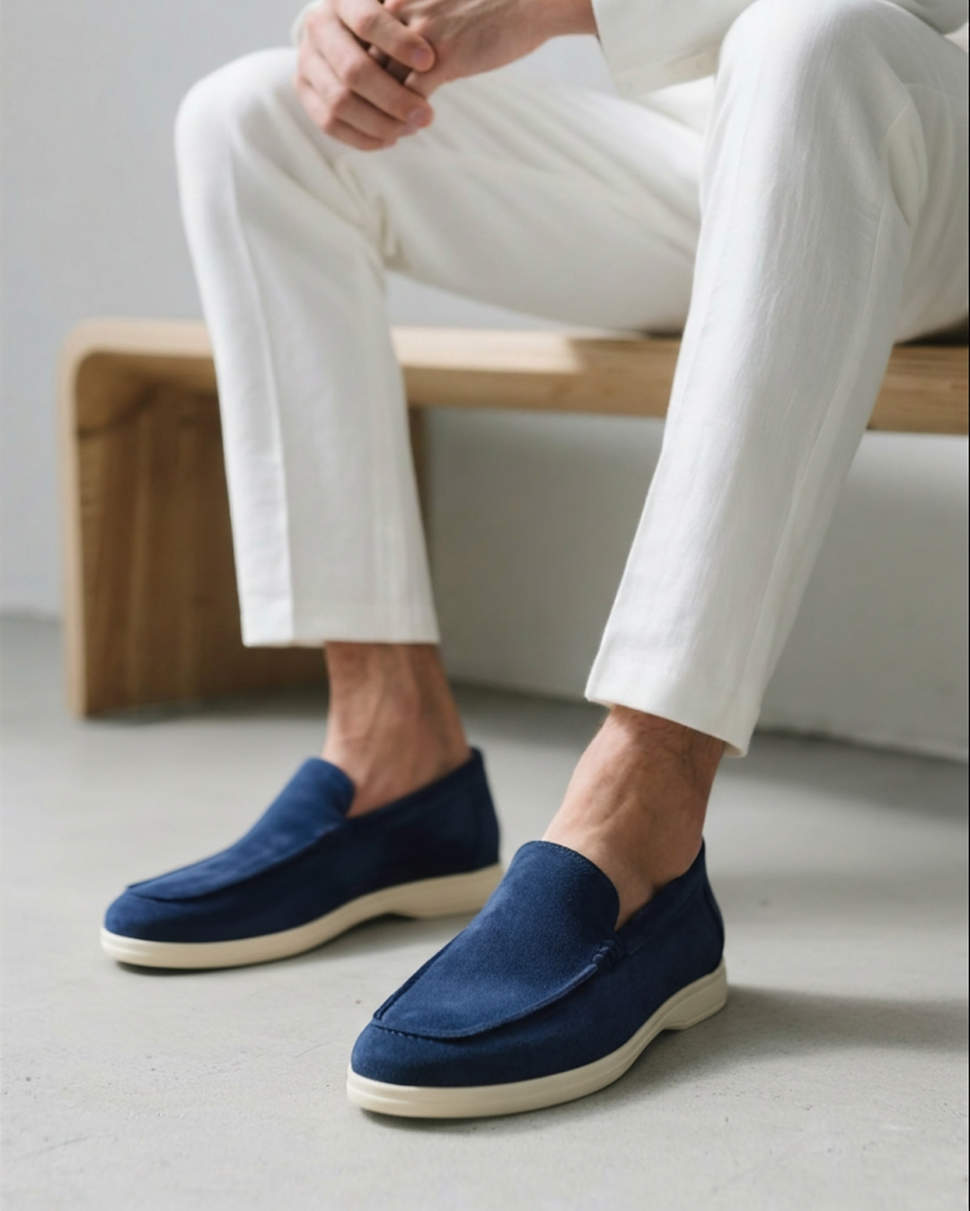 Herre loafers slip-on med lys sål