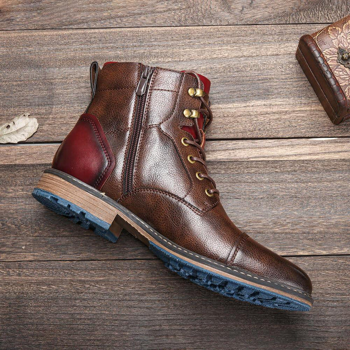 Herre ankelstøvler – robuste boots med snørebånd og lynlås