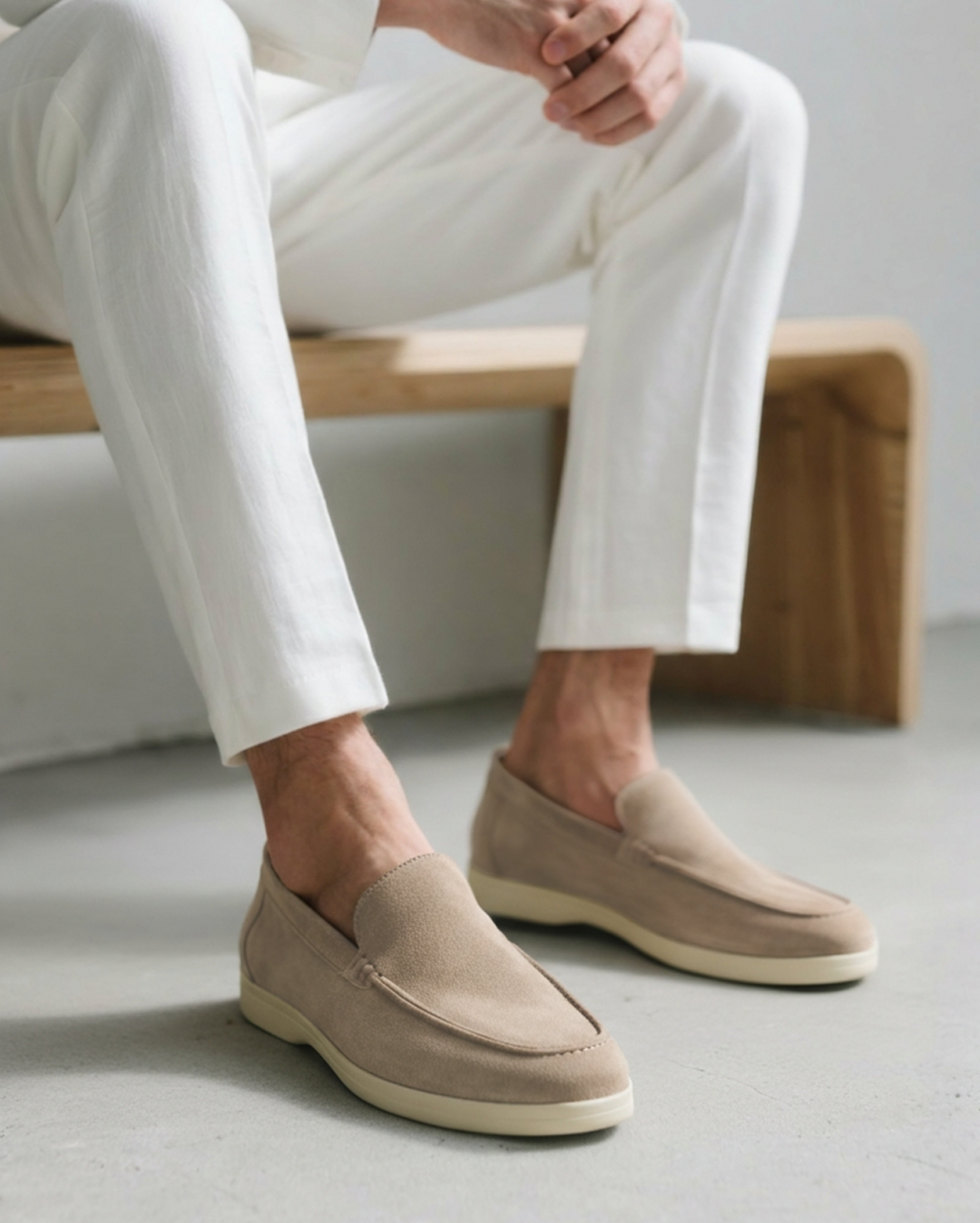 Herre loafers slip-on med lys sål