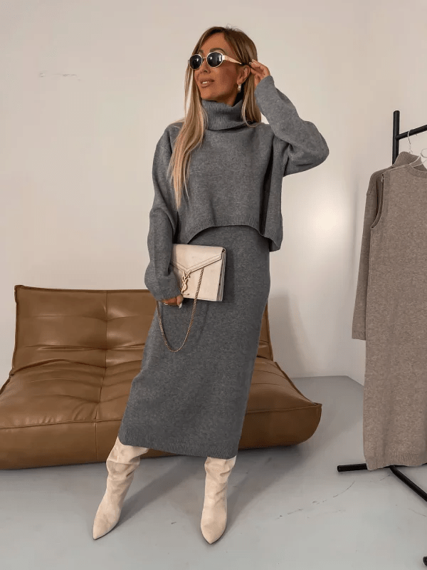 Nella Rollkragenpullover und Kleid Set