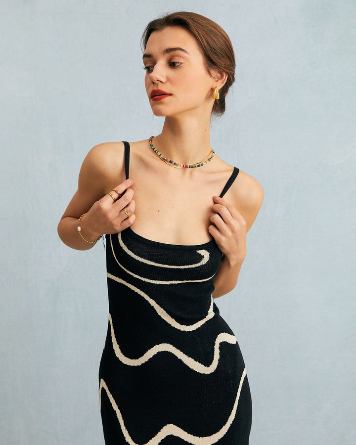 Sort Bodycon Midikjole med Havfruekant