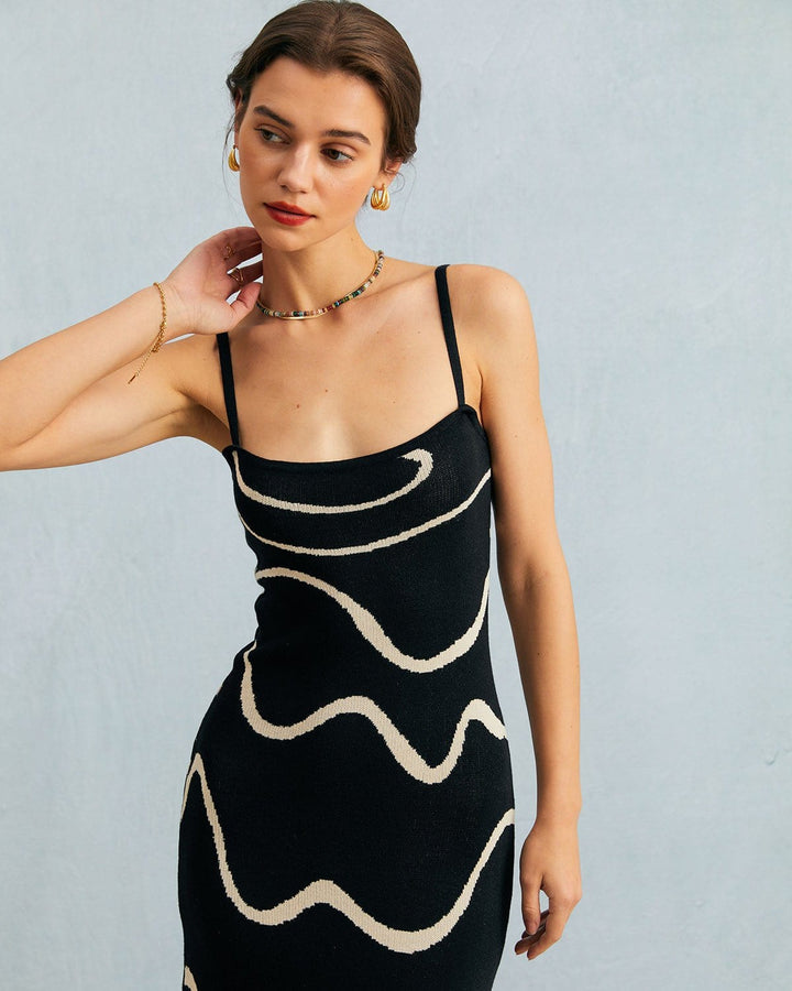 Sort Bodycon Midikjole med Havfruekant