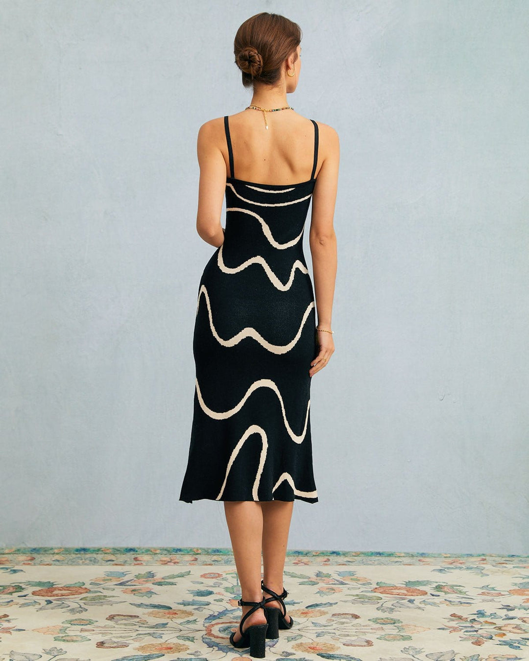 Sort Bodycon Midikjole med Havfruekant
