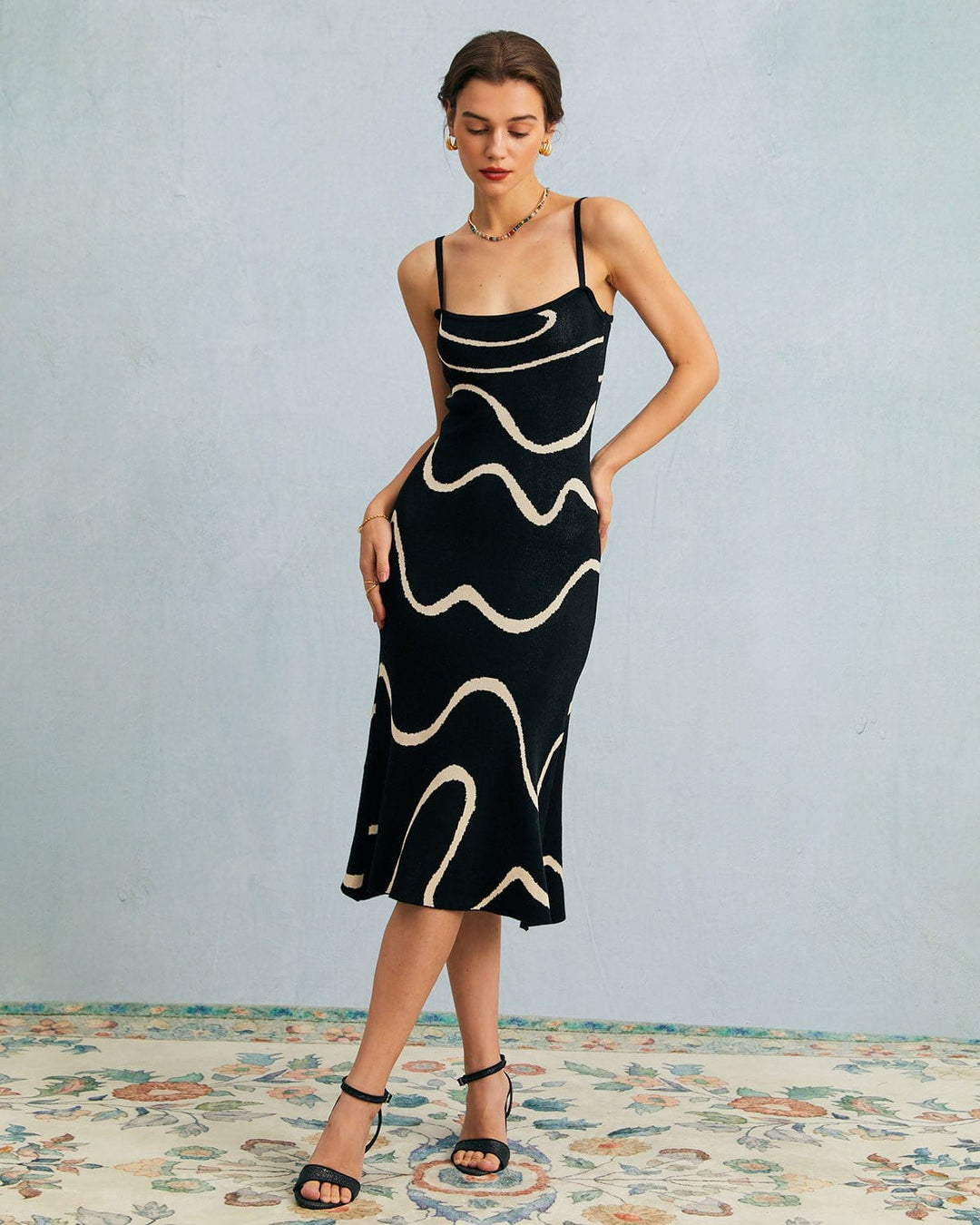 Sort Bodycon Midikjole med Havfruekant