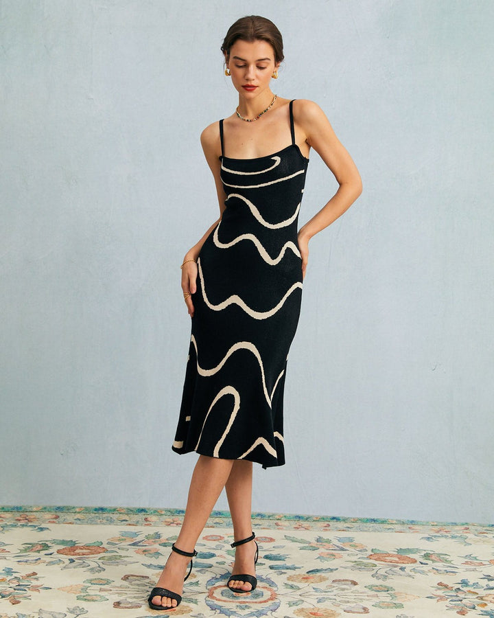 Sort Bodycon Midikjole med Havfruekant