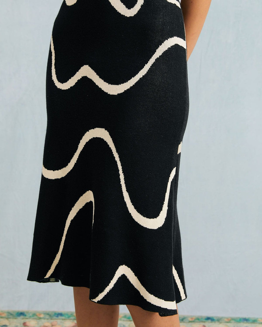 Sort Bodycon Midikjole med Havfruekant
