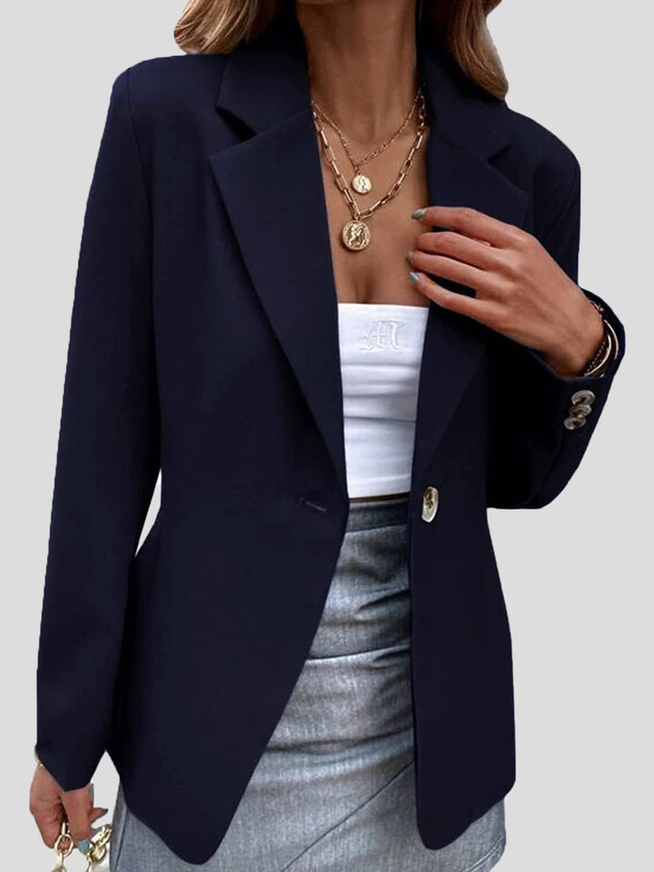 Dame blazer med revers og én knap