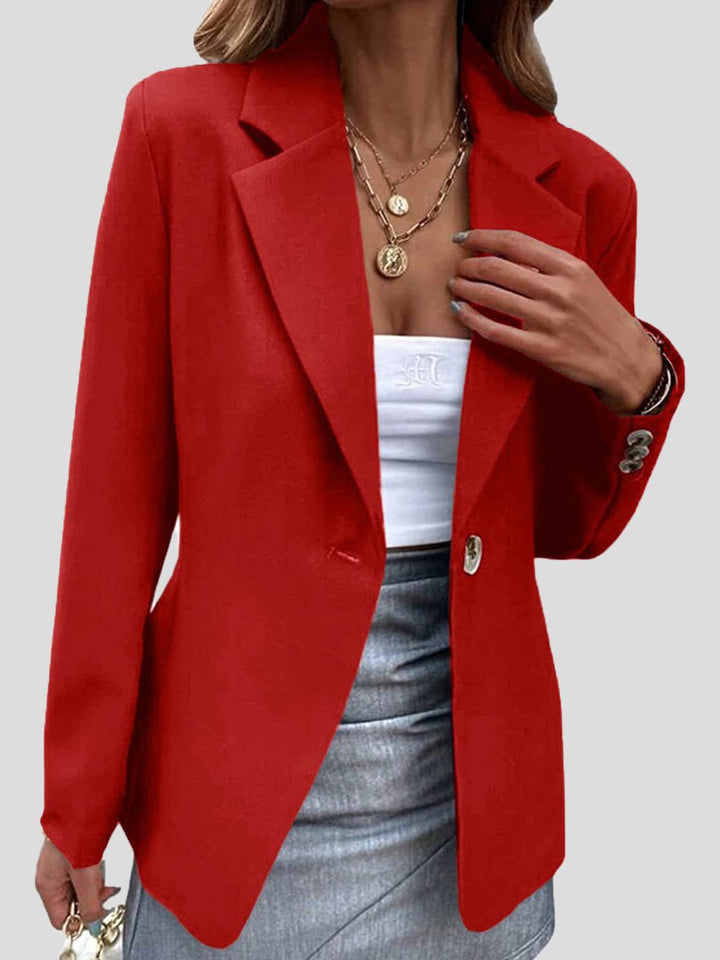 Dame blazer med revers og én knap