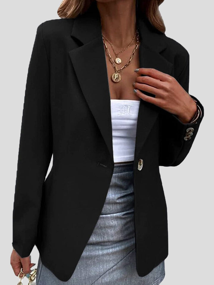 Dame blazer med revers og én knap
